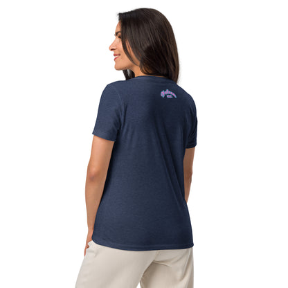 Women’s relaxed v-neck t-shirt- Retro Pink Falcon US-1 Logo