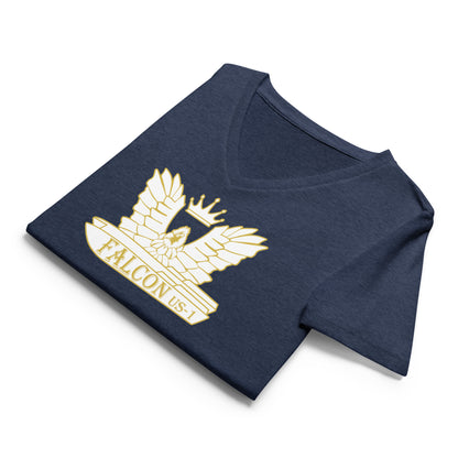 Women’s relaxed v-neck t-shirt-White\Gold Falcon US-1 Logo