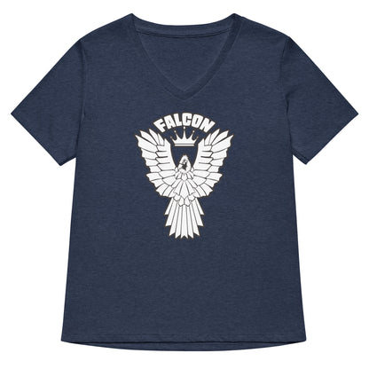 Women’s relaxed v-neck t-shirt - White Falcon US-1 Logo