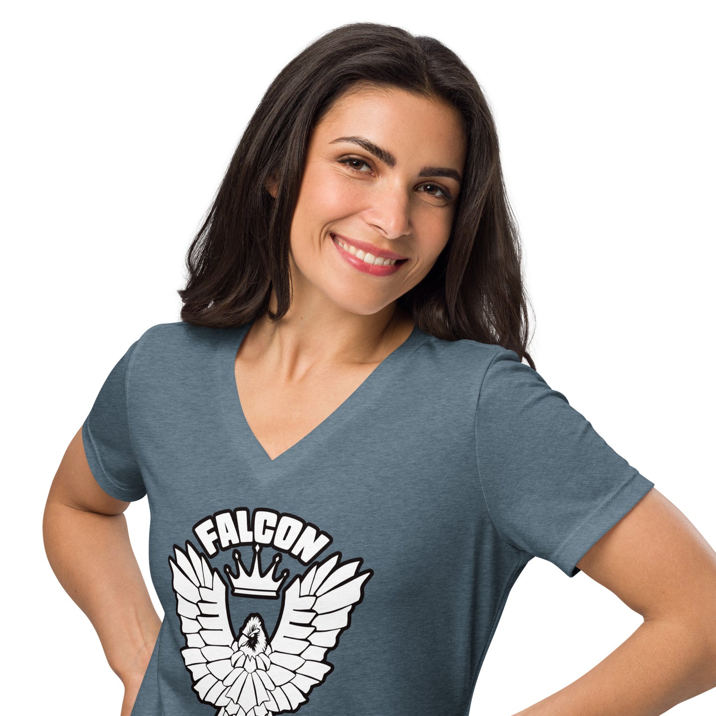 Women’s relaxed v-neck t-shirt - White Falcon US-1 Logo