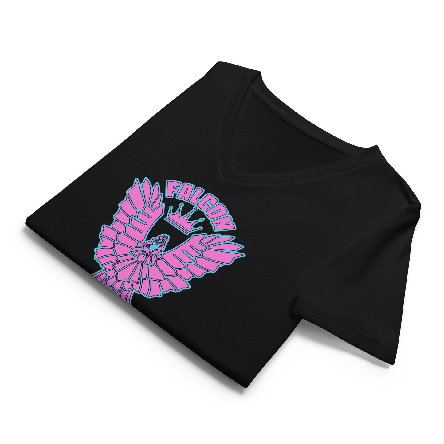 Women’s relaxed v-neck t-shirt- Retro Pink Falcon US-1 Logo