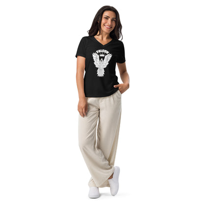 Women’s relaxed v-neck t-shirt - White Falcon US-1 Logo