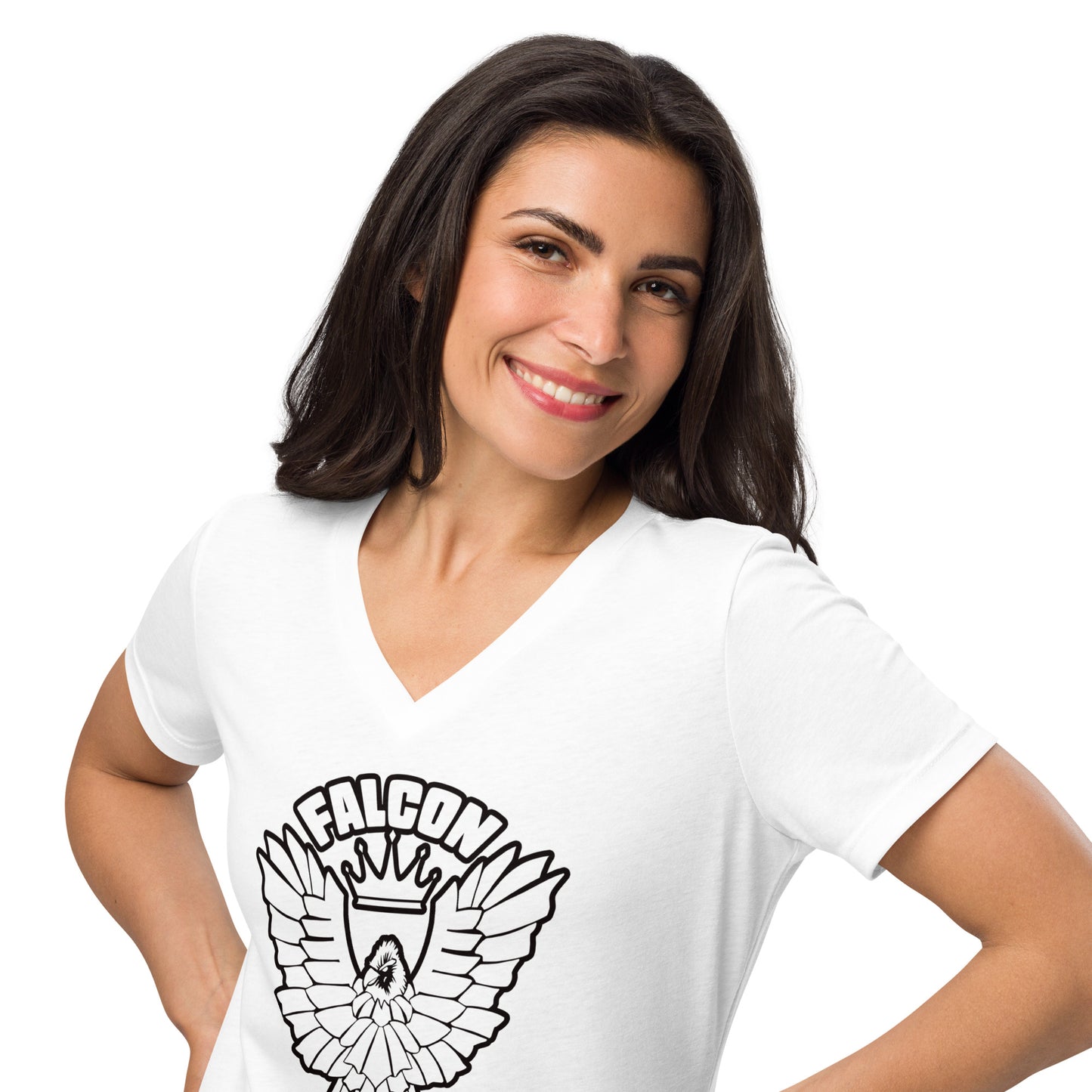 Women’s relaxed v-neck t-shirt - White Falcon US-1 Logo