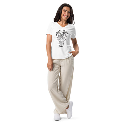 Women’s relaxed v-neck t-shirt - White Falcon US-1 Logo