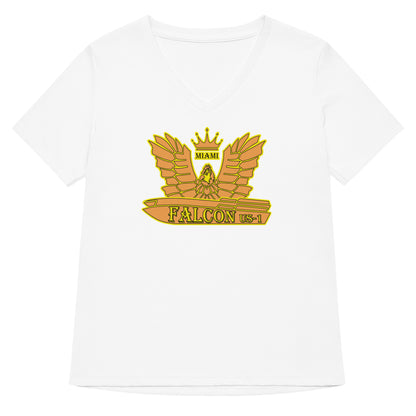 Women’s relaxed v-neck t-shirt - Gold Falcon US-1 Logo