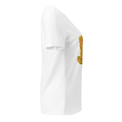 Women’s relaxed v-neck t-shirt - Gold Falcon US-1 Logo